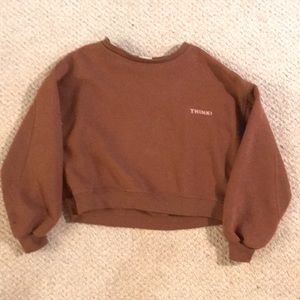 Cropped tan/brown sweatshirt/crewneck
